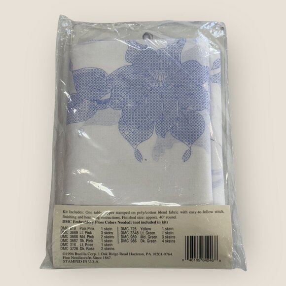 Bucilla Special Edition Clematis Table Topper 64246 Stamped Cross Stitch - Picture 2 of 2